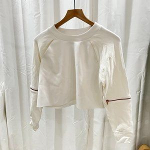 Run:Way White Neoprene feel White Cropped Long Sleeve Pullover